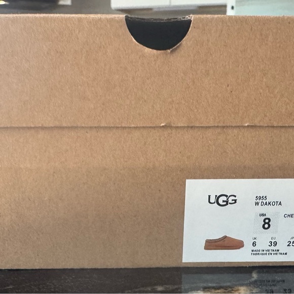 UGG Brown Cozy Suede Slippers with Knitted Trim - Picture 9 of 12